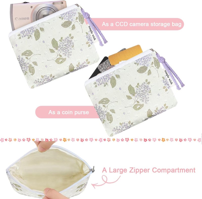 Modacarry Store Cotton Floral Small Organizer Bag Coin Pouch with Cute Prints Zipper for Women Girls (HYDRANGEA) - Image 2